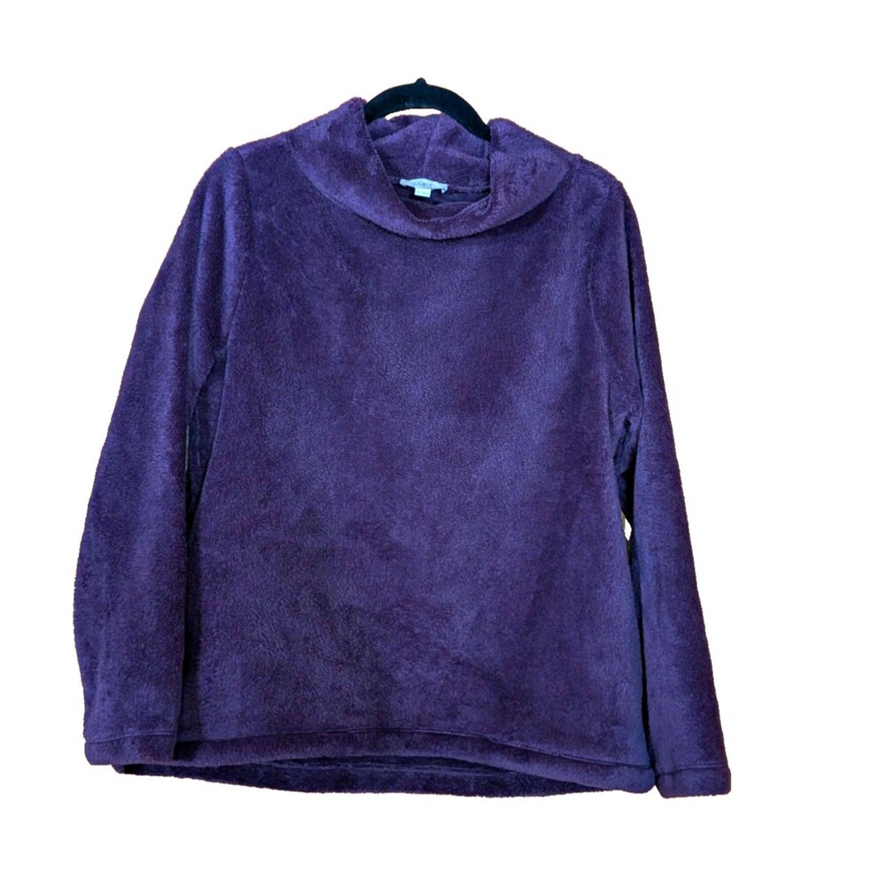 LOFT Outlet Women's M Purple Faux Fur Cowl Neck Pullover Sweater Long Sleeve